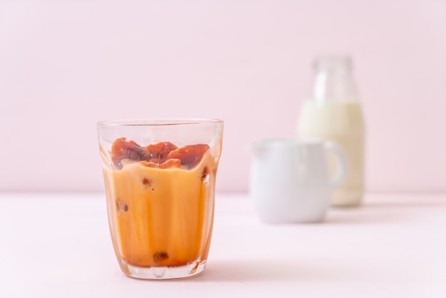 Thai tea ice cube with milk