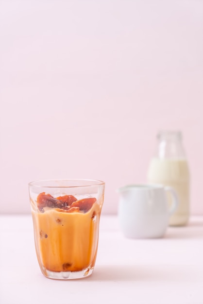 Thai tea ice cube with milk