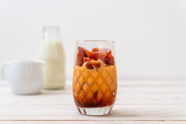 Thai tea ice cube with milk