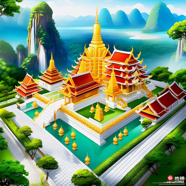 Foto tempio thailandese in campagna