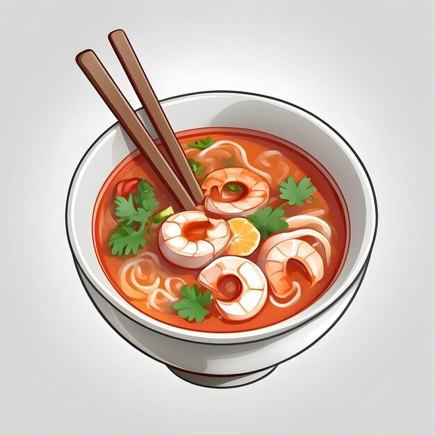 Тайский суп Tom Yum Пикантная тайская кухня Tom Yum Goong Традиционный тайский суп Тайский горячий и кислый суп