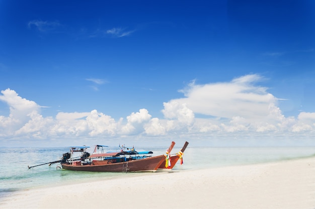 Thai traditional boats on Railay Beach