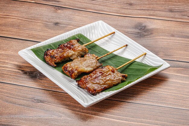 Thai traditional cuisine grilled pork skewer