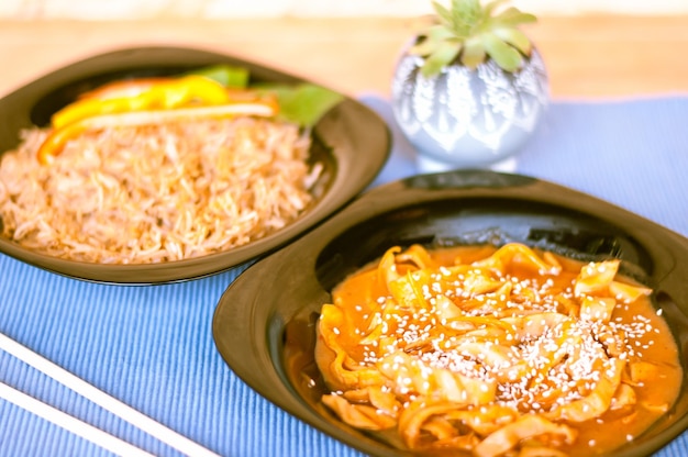 Premium Photo | Thai vegetarian food in Thai street cafe