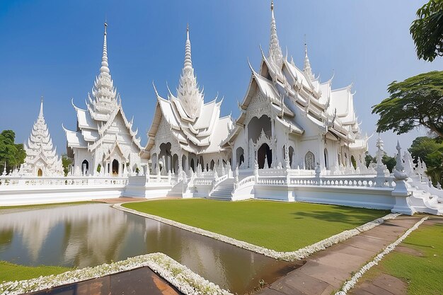 Photo thai white templewat rong khun chiang rai province northern thailand