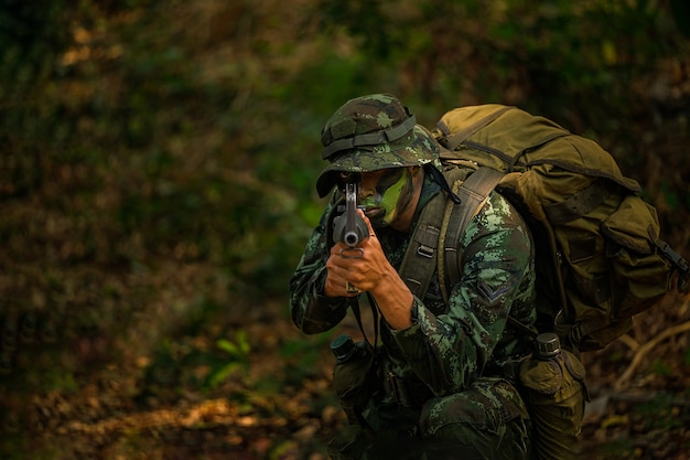 Thailand Army rangers during the military operation