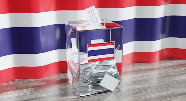 태국 투표함 투표 선거 개념 3D 그림
