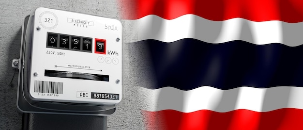 Thailand country flag and energy meter 3d illustration