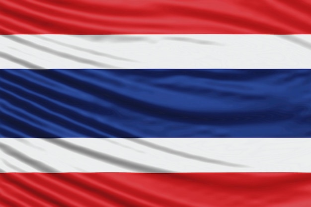 タイの旗の波をクローズ アップ、国旗の背景