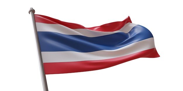 Thailand flag waving isolated on white transparent background