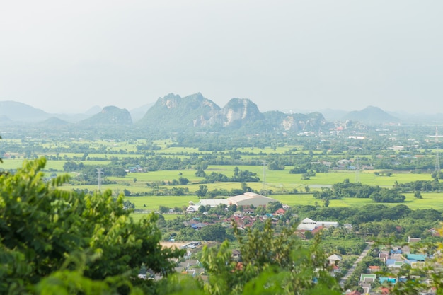 農村都市と農場の風景