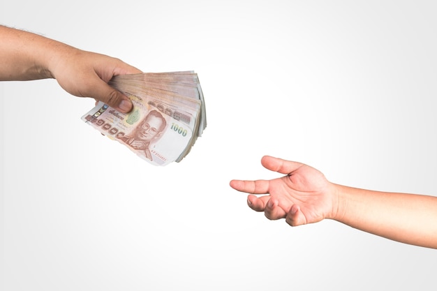 the thailand money in hand ,isolate