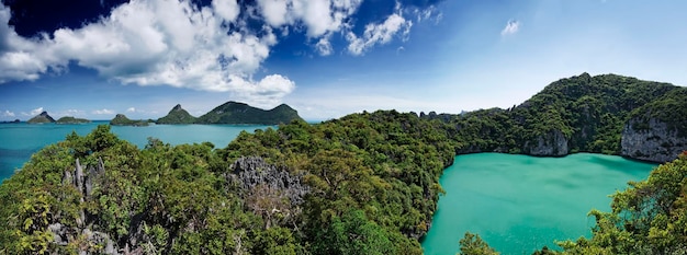 Thailand, MU KOH ANGTHONG National Marine Park, Talay Nai Lagoon, panoramisch uitzicht