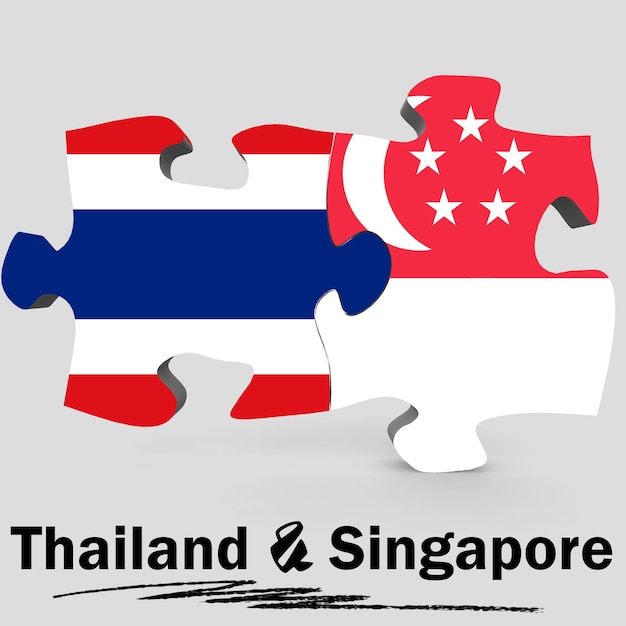 Thailand and Singapore flags in puzzle