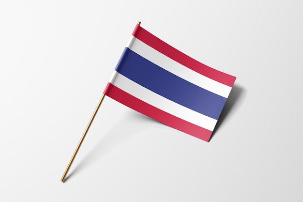 Thailand small paper flag on white background