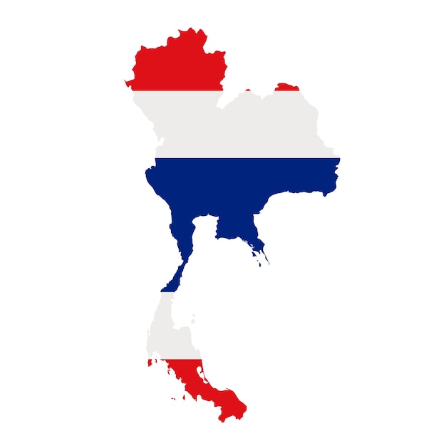 Thailand vlag kaart land overzicht met nationale vlag