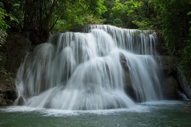 Thailand waterfall in Kanchanaburi (Huay Mae Kamin)