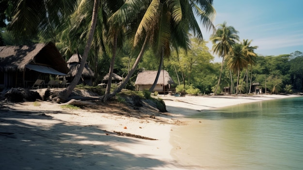 Thai39s 海岸のオアシス、白い砂浜、ココナッツの木とアナログ フィルム写真
