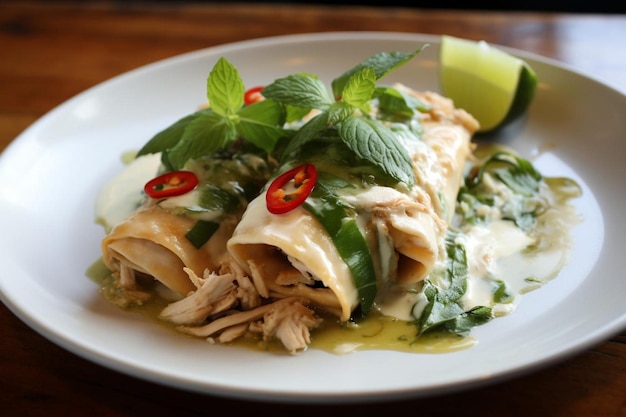 Thaise groene curry kip enchiladas