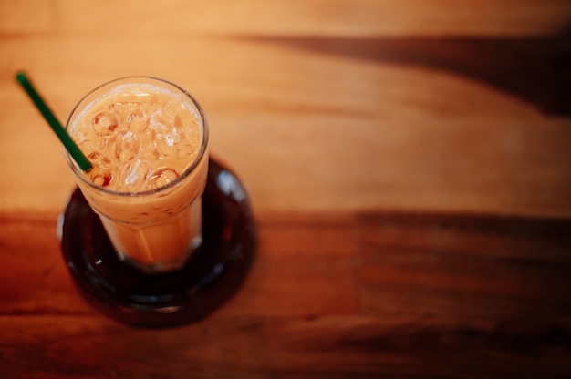 Foto thaise ijsthee in de koffiewinkel