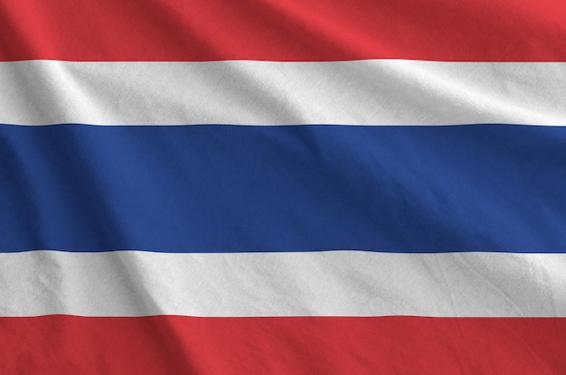 Thaise vlag afgebeeld op gevouwen golvende stof van oude doek