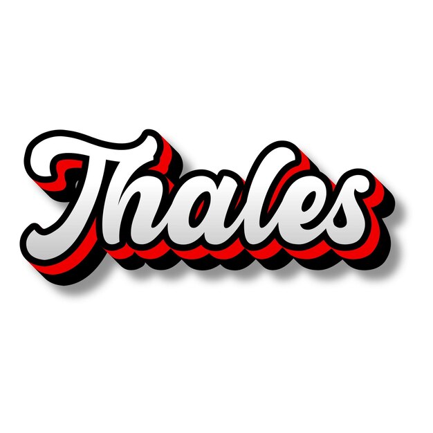 Photo thales text 3d silver red black white background photo jpg