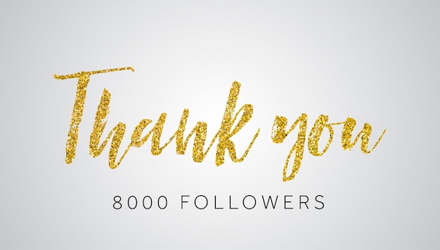 Photo thank you 8000 follwers gold glitter social media banner