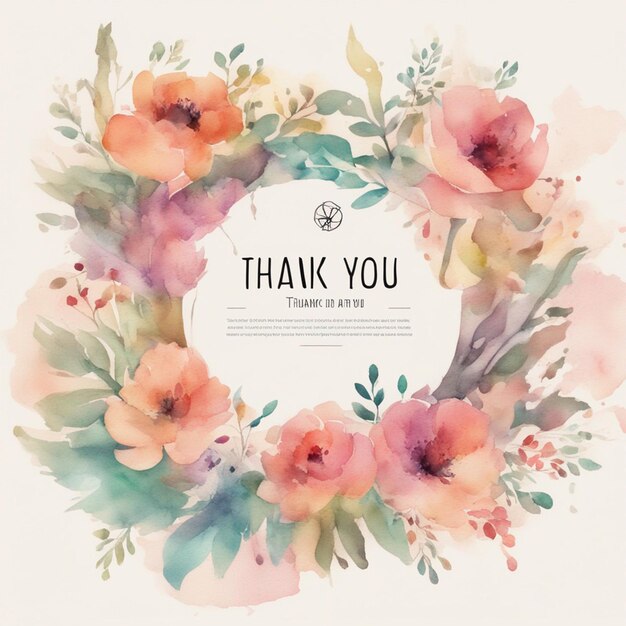 Photo thank you banner watercolor background