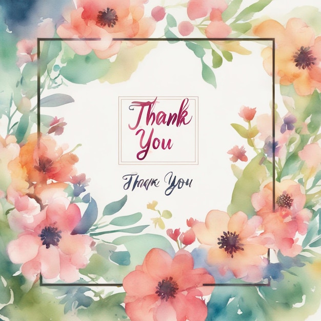 Photo thank you banner watercolor background