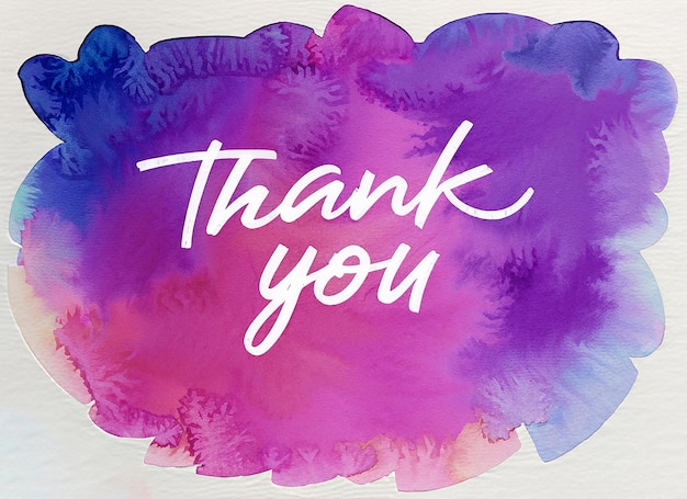 Photo thank you banner watercolor background