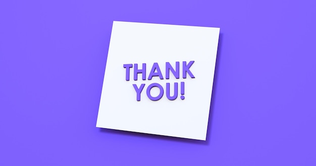 thank you card in purple background 3d render