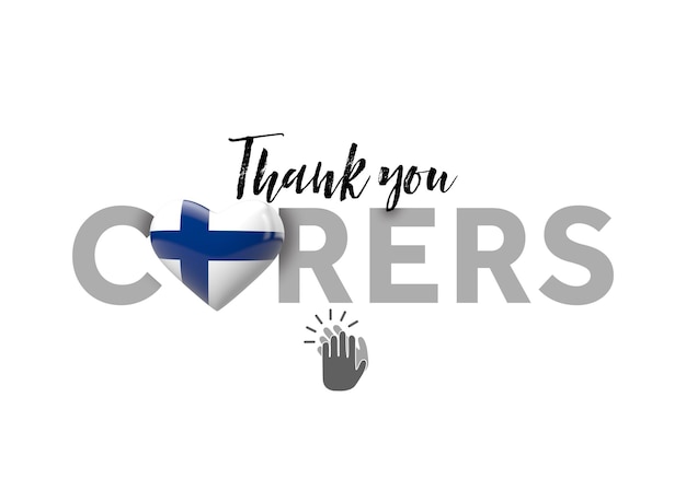 Thank you carers message with finland heart flag d render