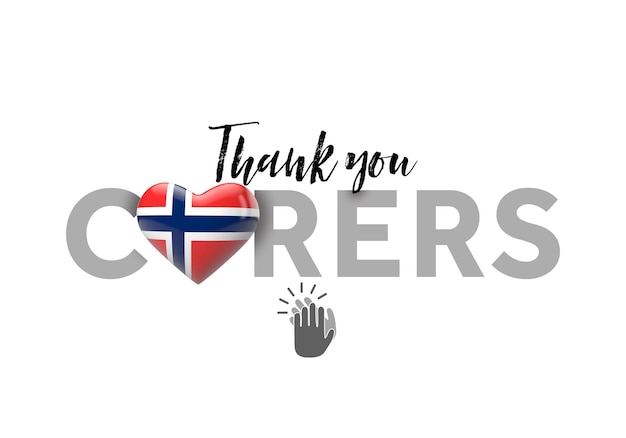 ノルウェーのハートフラグdレンダリングで介護者のメッセージをありがとう