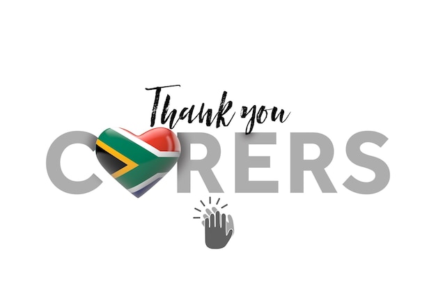 Thank you carers message with south africa heart flag d render