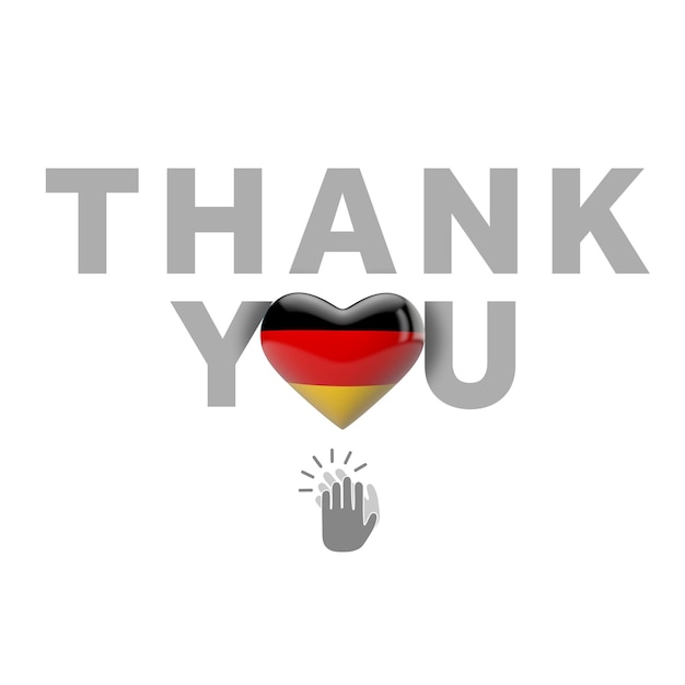 Thank you message with germany flag heart d render