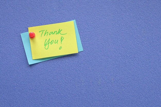 Photo thank you note pin on blue board