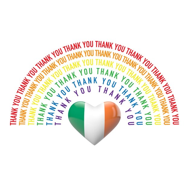 Thank you rainbow with ireland flag heart d rendering