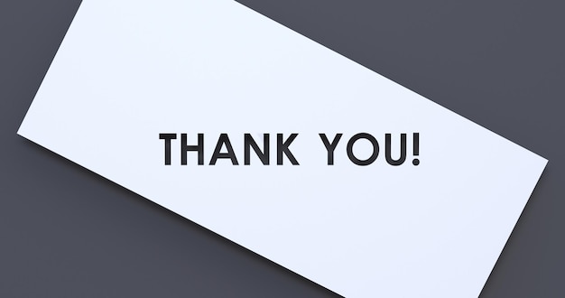 Photo thank you stencil card in black background 3d render