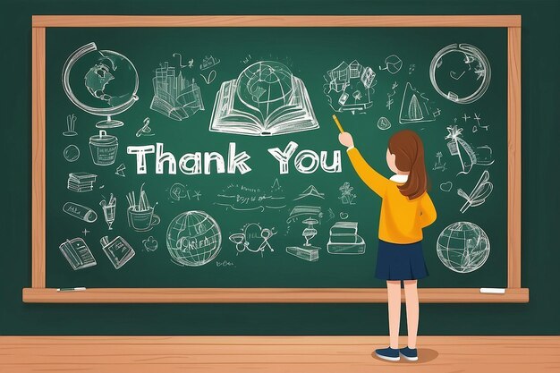 Photo thank you teacher greeting card for world teachers day concept with school student