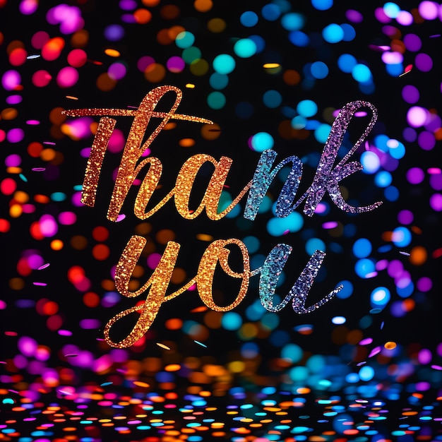 Thank You Text With Confetti Effect and Hand Lettered Font T Creative Decor Live Stream Background