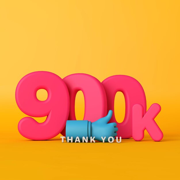 Photo thank you  thousand followers social media banner d rendering