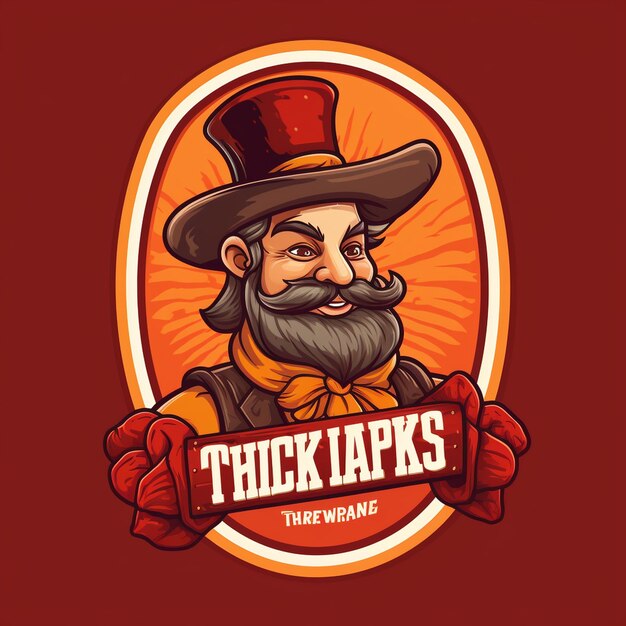 Premium Photo Thanks giving halloween cartoon sticker on red background