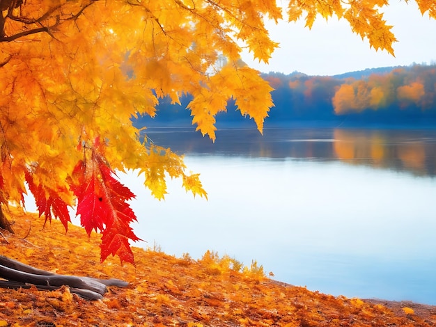 Thanksgiving autumn background with colorful autumn ai generated