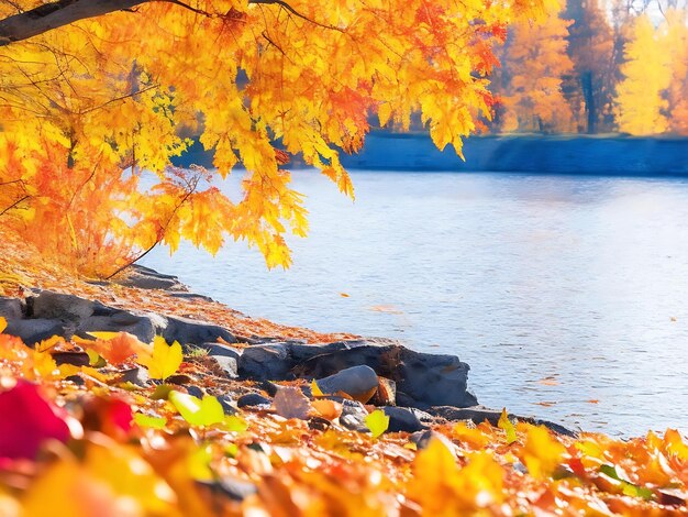 Thanksgiving autumn background with colorful autumn ai generated