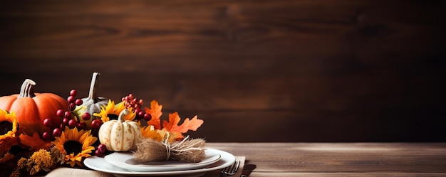 Thanksgiving or autumn table top background AI Generated