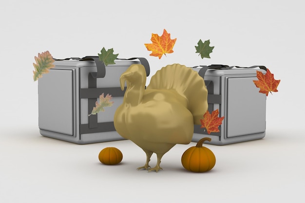 Thanksgiving-bezorgtassen met voorkant op witte achtergrond