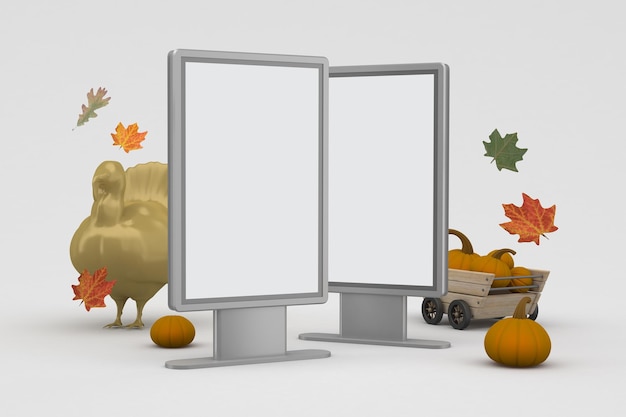Thanksgiving Billboards Side View In White Background