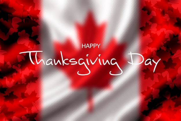 Thanksgiving in Canada art Background with Canada flag Happy Thanksgiving text