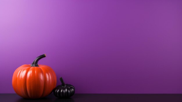 Thanksgiving card background a black pumpkin on purple background