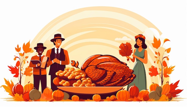 thanksgiving cartoon modern clipart vector white background no outline